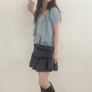 Frilled Sleeveless Layered Knit
