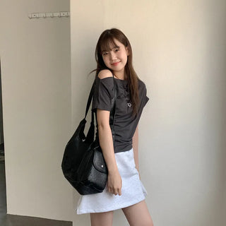 Modal boat neck shirred T-shirt