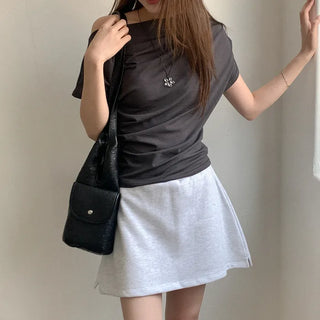 Modal boat neck shirred T-shirt