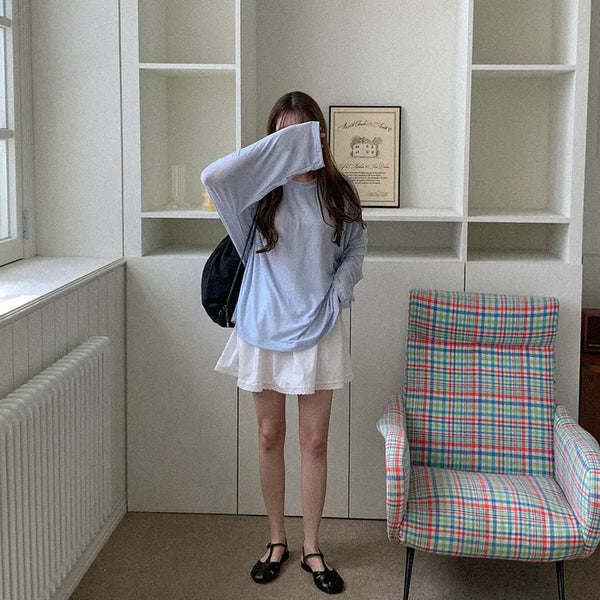 [Lined] Cotton Ribbon Flare Mini Skirt