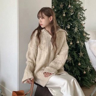 Wool openwork color knit