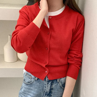 Round knit cardigan