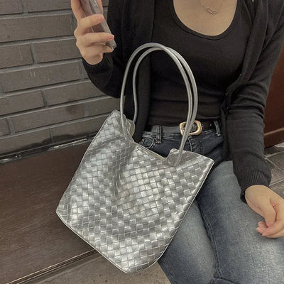 [Pouch Set] Classic Leather Square Tote Bag/Shoulder Bag
