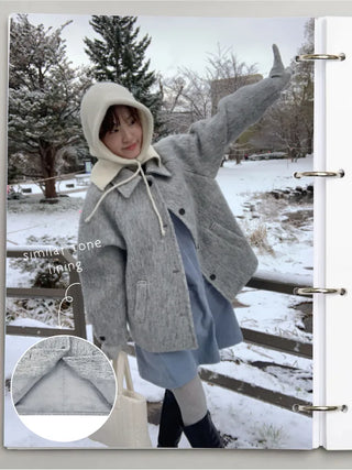 Oversized wool mohair boucle half coat