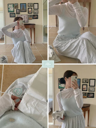 Mint-colored wool angora knit bustier