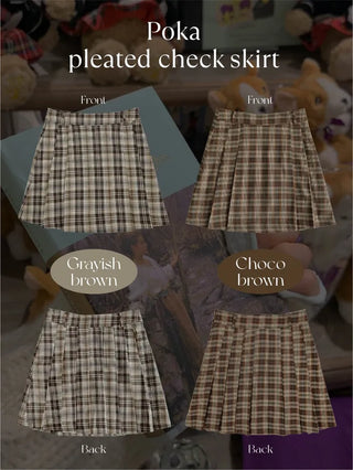 A-line checkered pleated mini skirt