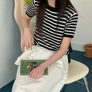 Striped short-sleeved knit