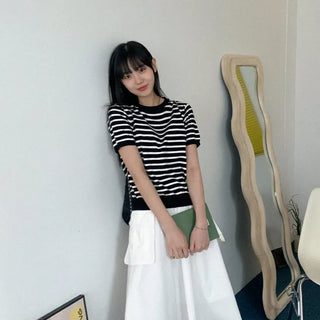 Striped short-sleeved knit