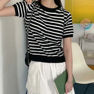 Striped short-sleeved knit