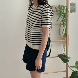 Striped short-sleeved knit