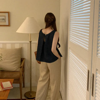 Pocket Cotton Denim Sleeveless