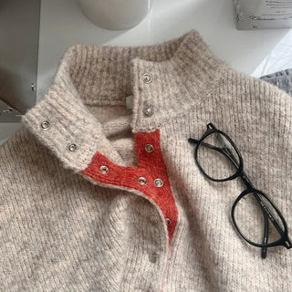 Wool half-zip button knit