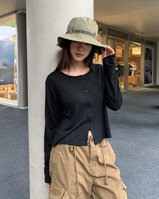 [2 colors] Saranta Item Cotton Spun Long Sleeve Cardigan