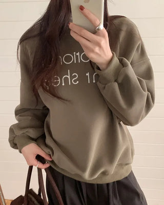 Lettering Over-Shoulder Sweatshirt
