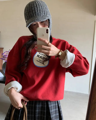 Lettering print round neck sweatshirt