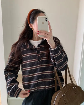 Two-tone button anorak knit