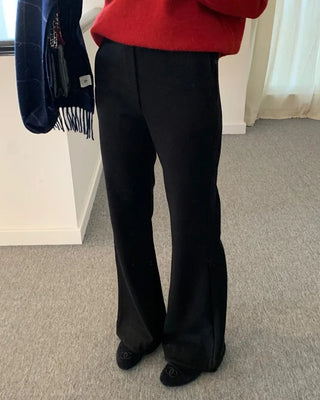 (2 colors) Fleece-lined bootcut pants