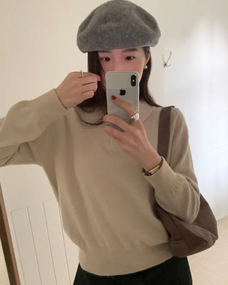 Half-zip-up color knit