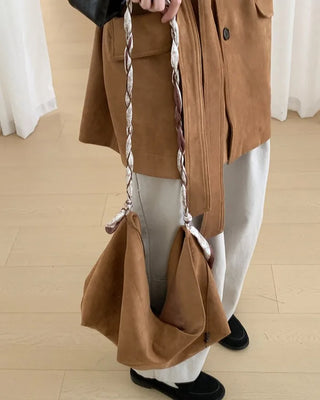 Waist belt suede coat bag set
