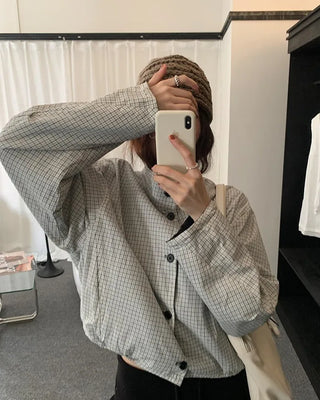 (2 colors) Reversible Check Rider Leather Jacket