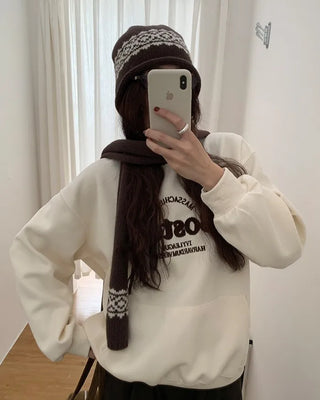 Lettering Two-Tone Hooded T-Shirt