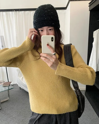 One-rib knit turtleneck T-shirt - 5 colors