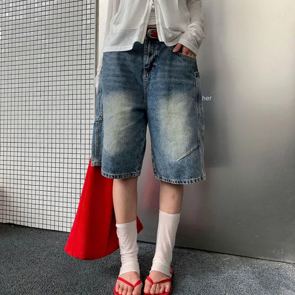 [Up to XL] Dark Blue Pocket Detail Bermuda Shorts