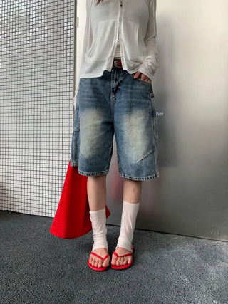 [Up to XL] Dark Blue Pocket Detail Bermuda Shorts