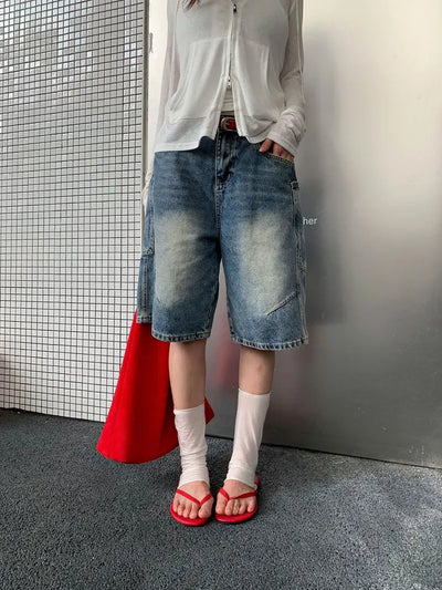 [Up to XL] Dark Blue Pocket Detail Bermuda Shorts