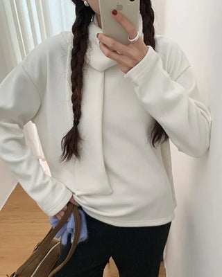 Basic pleated round neck T-shirt