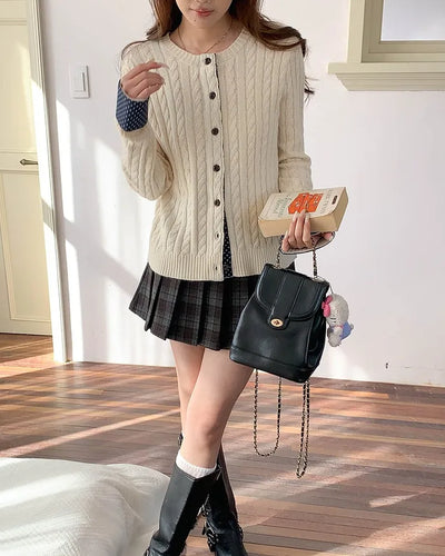 (4 colors) Polka Dot Knit Cardigan