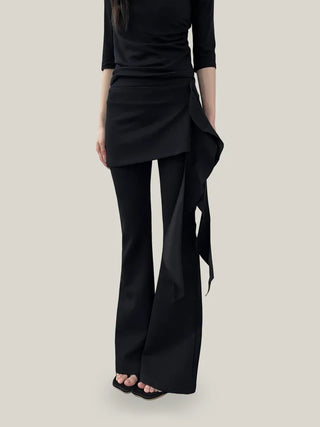 Side-ruffle cotton wrap skirt