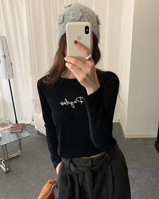 Embroidered Cropped T-Shirt