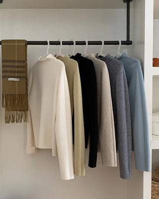 Faux Fur Lined Mock Neck Slim T-Shirt