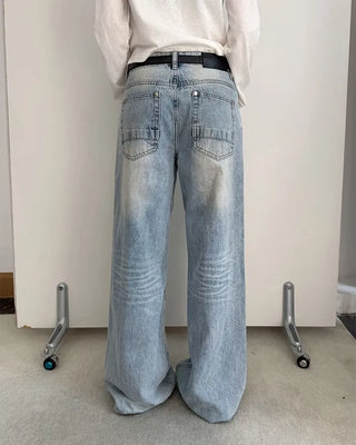 [Choose your style] Washed biker denim pants