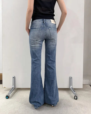 [~XL] Low-waist distressed denim pants