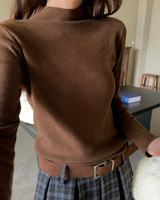 High-neck basic inner long-sleeve knit