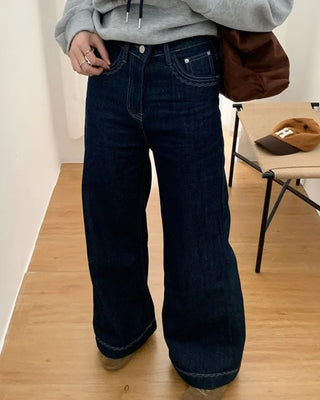 Stitched brushed denim