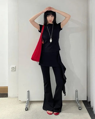 [4 colors] Cotton Spun Rib Neck Short Sleeve T-Shirt