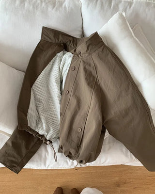 High-neck waist string down jacket