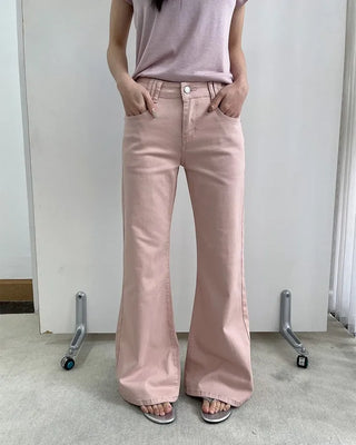 Low-waist colored flare pants