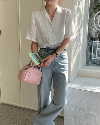 Draped short-sleeved shirt