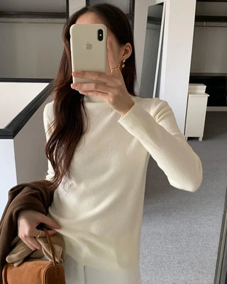 High-neck basic inner long-sleeve knit