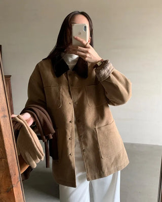 Checkered quilted corduroy jacket