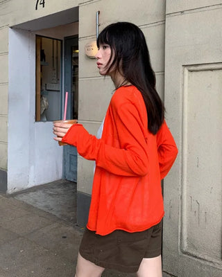 [3 colors] Summer long-sleeved vivid color cardigan