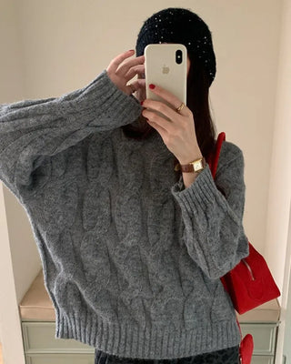 (3 colors) Oversized Cable Round Knit