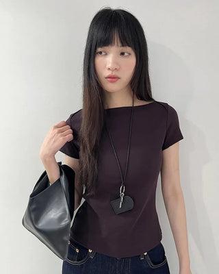 [4 colors] Cotton Spun Rib Neck Short Sleeve T-Shirt