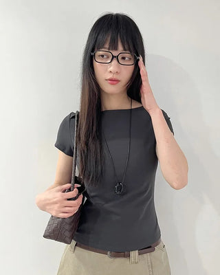 [4 colors] Cotton Spun Rib Neck Short Sleeve T-Shirt