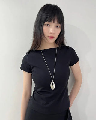 [4 colors] Cotton Spun Rib Neck Short Sleeve T-Shirt