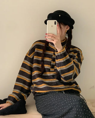 Two-tone button anorak knit